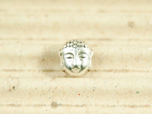 2x Buddha Perle Silber 7mm #4662