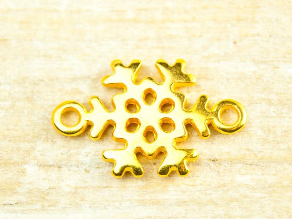 Schneeflocke Anhänger Rosegold Snowflake 2 Ösen Verbinder 14mm #4464