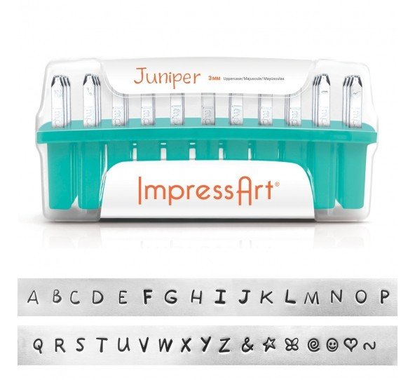 1x ImpressArt JUNIPER A_Z Metallstempel Uppercase 3m