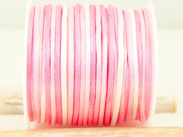 2m Satinband meliert  Ø2mm rosa-weiß #4916