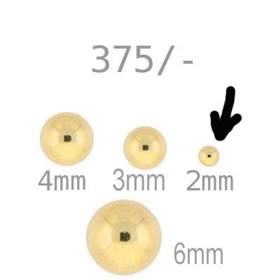 375/-  Goldperle rund, hohl, 2mm, #4717