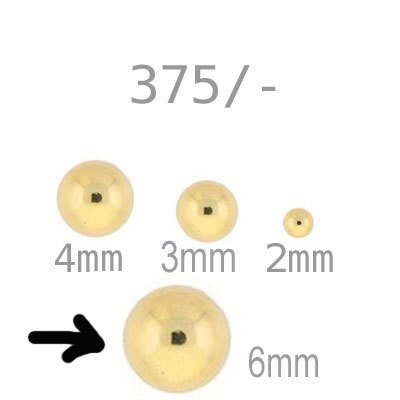 375/-  Goldperle rund, hohl, 6mm #5831