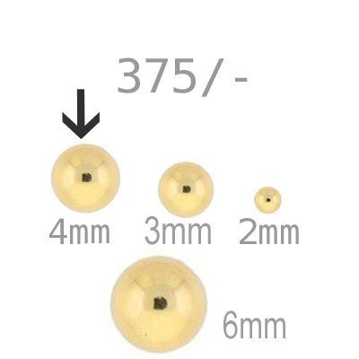 375/-  Goldperle rund, hohl, 4mm, #5830