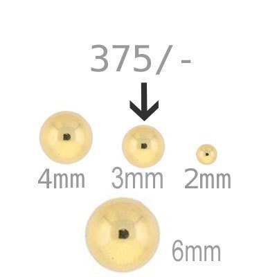 375/- Goldperle rund, hohl, 3mm #5412