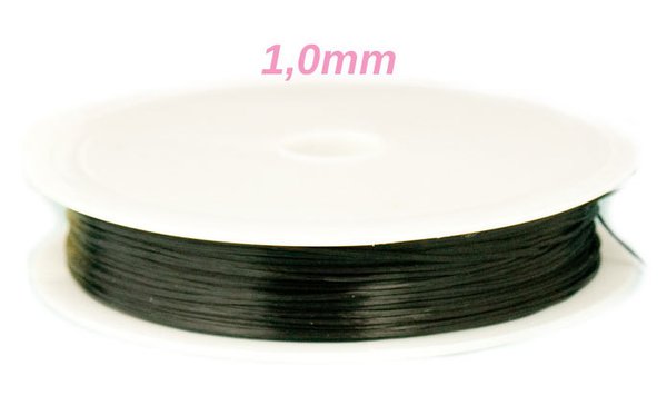 10m-Rolle elastisches Nylonband rund 1.0mm schwarz #3783