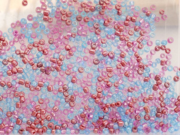10g pink-blau-rot  Rocailles Spezialmischung 9/0 Glas #5021