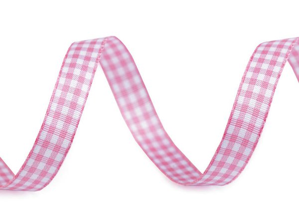 Webband rosa-weiß kariert 10mm breit, PES #5156