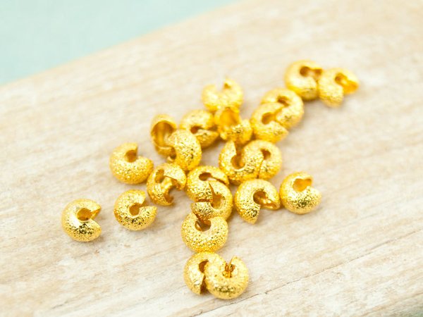10x Crimp Cover Gold diamantiert matt 4x2,5mm #4559