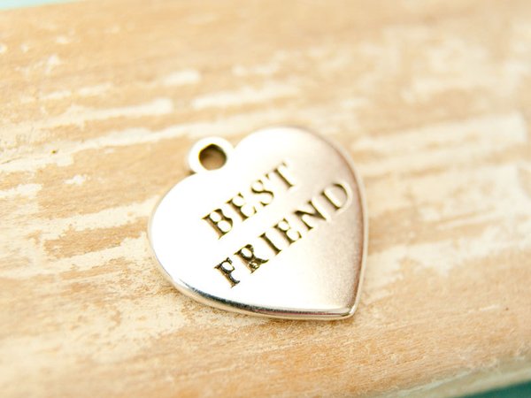 Anhänger Herz "Best friends" 15mm Silber, 005132