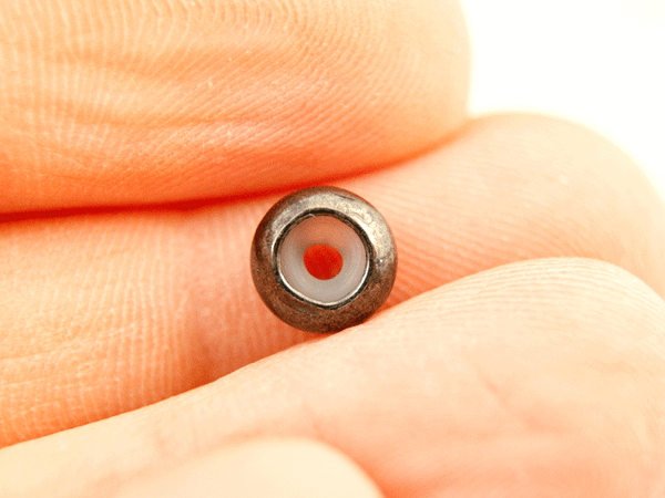 Stopperperle schmal 7mm, innen Ø2 Metall mit Silikon Farbauswahl