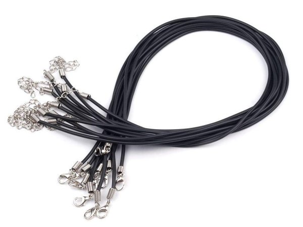 Silikon-Halskette 45cm schwarz Ø2,5, incl. Verschluß #5149