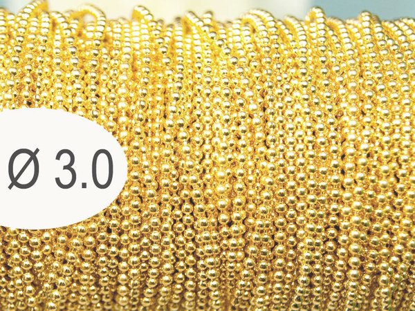 95cm Kugelkette  Gold Ø3mm ballchain #2494
