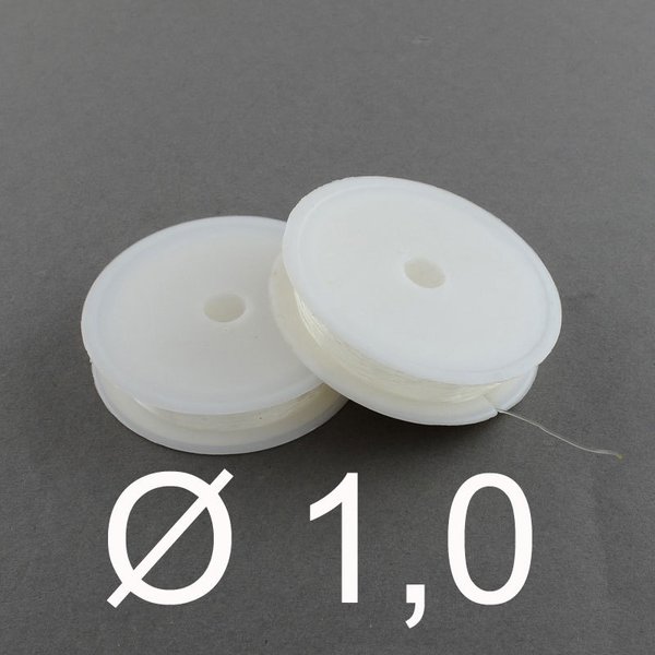 10m-Rolle elastisches Nylonband  rund 1.0 transparent #6669