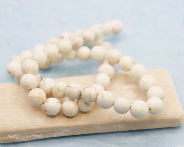 Strang Magnesit natürlicher Perlen  cremeweiß-braun marmoriert Auswahl