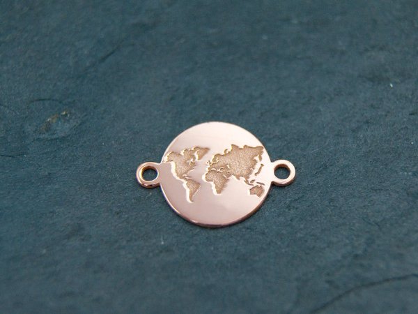 Schmuckverbinder Welt Weltenkugel Globus Erde Karte 11mm 925 Silber rosé, #5503