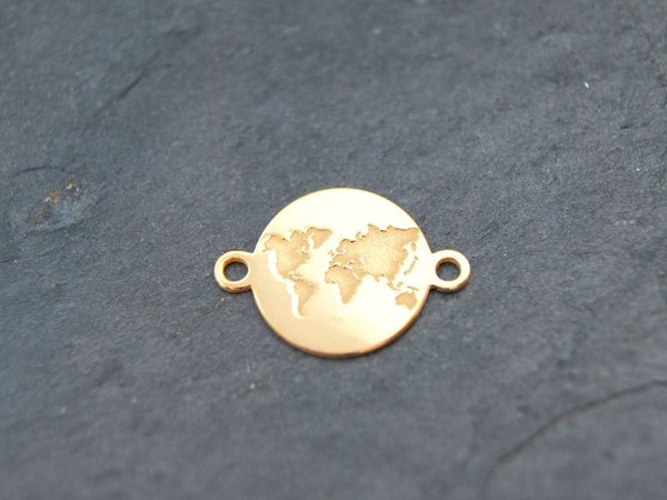 Schmuckverbinder Welt Weltenkugel Globus Erde Karte 11mm 925 Silber, Farbauswahl