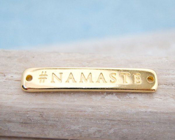 Schmuckverbinder NAMASTE Grußformel 30mm Metall vergoldet #6612
