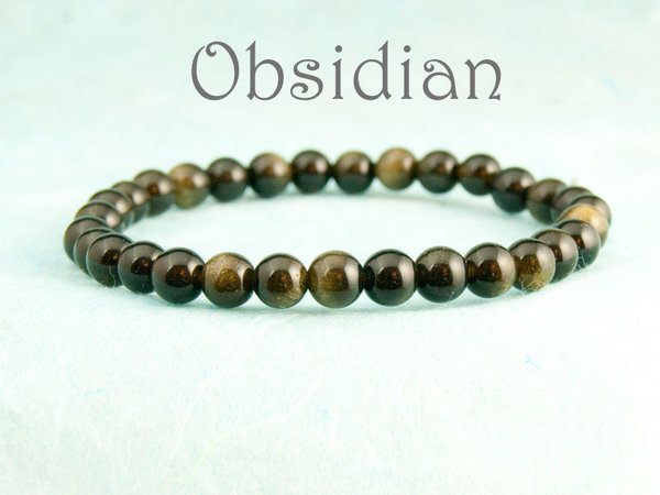 Armband mit Halbedelsteinen Ø6 Obsidian #5684