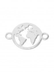 Schmuckverbinder Welt Karte Erde Globus rund 10mm 925 Silber Auswahl
