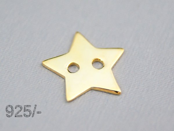 Schmuckverbinder Stern mit 2 Löchern 13mm 925 Silber vergoldet #5918