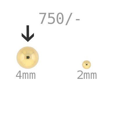 750/-  Echte Goldperlen rund, hohl, 4mm, #5989