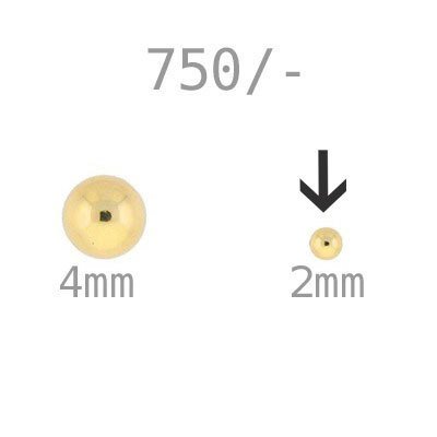 750/-  Echte Goldperlen rund, hohl, 2mm, #5988