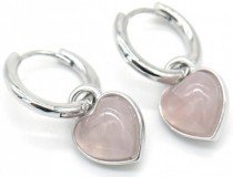 Ohrringe mit Herz aus Labradorit Metall silberfarbig #6045