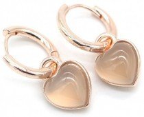 Ohrringe mit Herz aus Labradorit Metall roséfarbig #6048