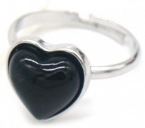 Ringe verstellbar mit Herz aus Halbedelstein silber #6063