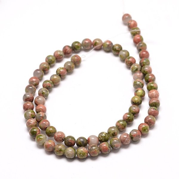 Natüricher Jaspis Unakit Perlen rot -grün Ø4mm ca.37cm #6125