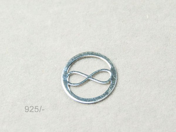 Schmuckverbinder Unendlichkeit infinity rund 13mm 925 Silber, #6105