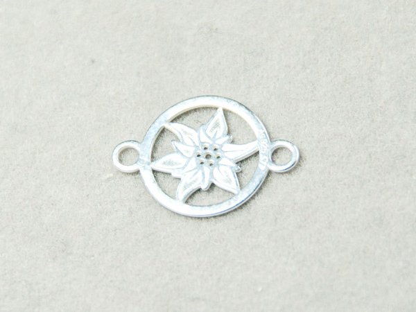 Edelweiss Schmuckverbinder mit 2 Ösen 10mm 925 Silber , 006306
