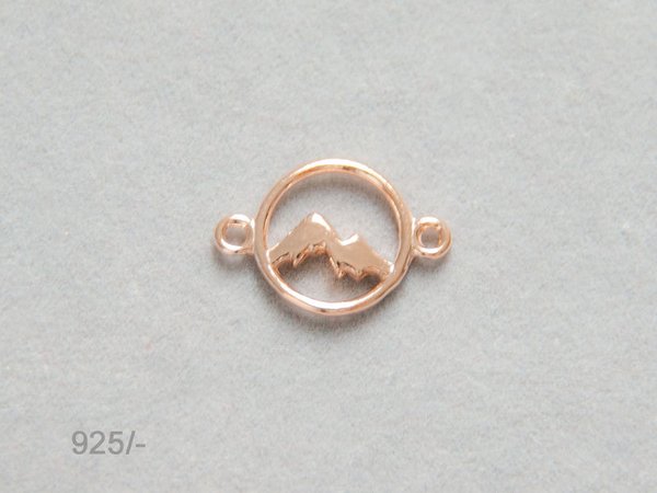 Schmuckverbinder Berge Alpen 11mm 925-Silber rosevergoldet #6370