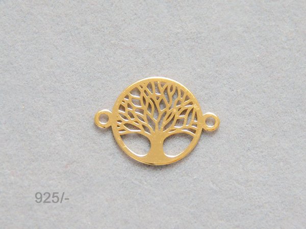 Schmuckverbinder Lebensbaum Baum des Lebens 10mm 925 Silber vergoldet #6405
