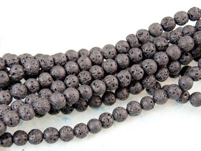 1 Stk runde Perle Lava 6mm schwarz, #6583