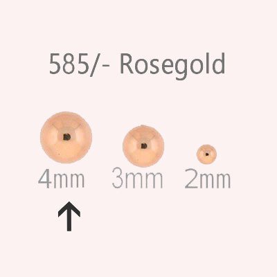 585/-  Echte ROSEGOLD Perlen rund, hohl,  4mm, #6599