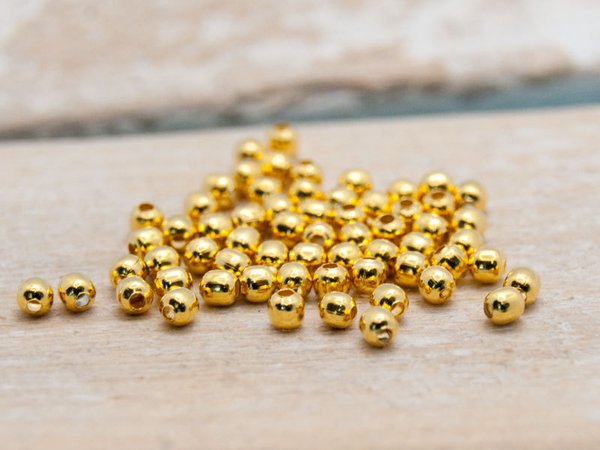 20x runde Perlen 2mm Edelstahl goldfarbig #6749