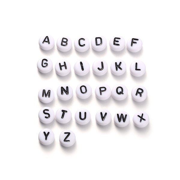 A-Z 26 Buchstaben Acryl 7mm weiß-schwarz #6979