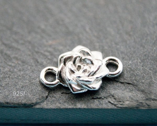 Rose Vergissmeinnicht Schmuckverbinder Blume 925 Silber 8mm #6938