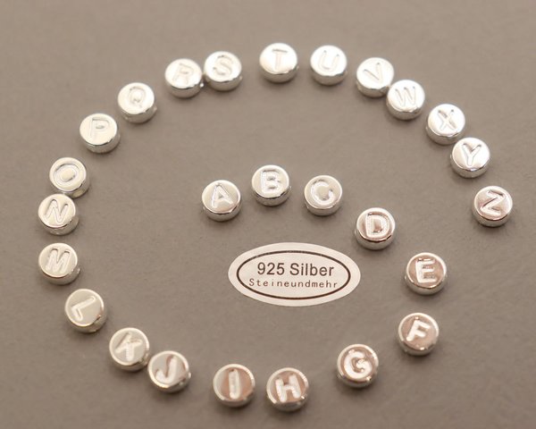 N - Z  Buchstaben in 925 Silber rund 6x3mm