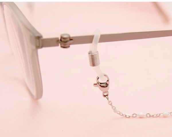 Brillenkette "Dottie" ca 75cm lang Edelstahlkette mit bunten Emailleperlen Farbauswahl
