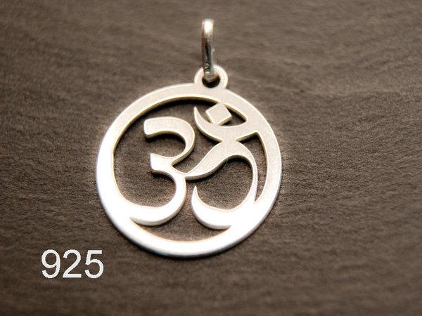 925 Om heiliges Symbol der Hindus rund 15mm als Anhänger #7102