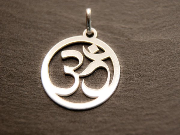 925 Om heiliges Symbol der Hindus rund als Anhänger oder Schmuckverbinder