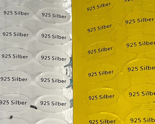 "925 Silber" metallic Etiketten ganzer Bogen 60 Stück in silber oder gold selbstklebend
