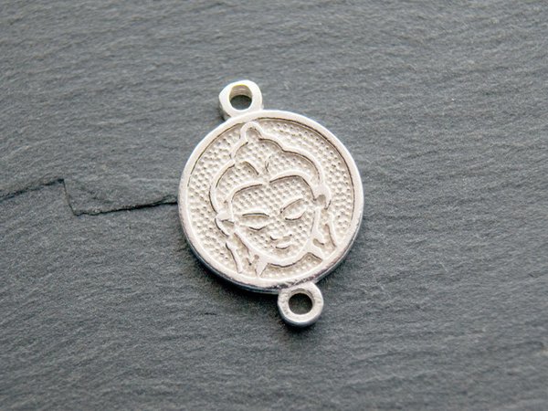 Schmuckverbinder Buddha rund 15mm 925 Silber #7306