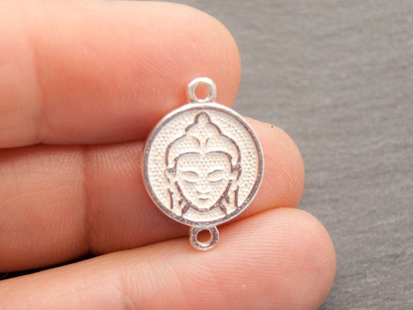 Schmuckverbinder Buddha rund 15mm 925 Silber #7306