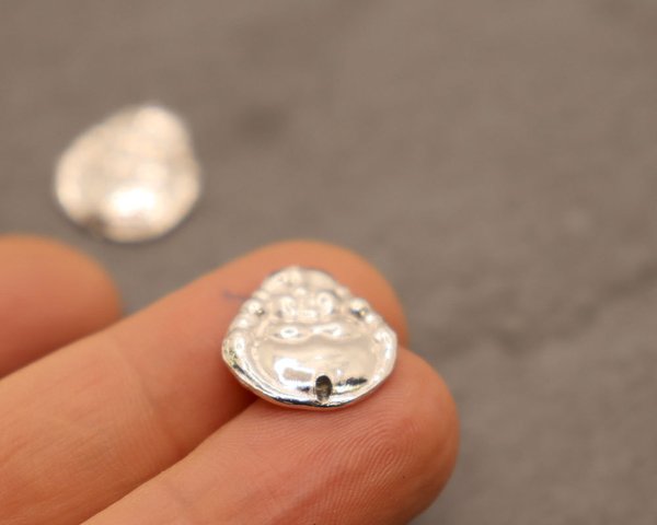 Buddhaperle flach 15x16mm in 925 Silber gebohrt
