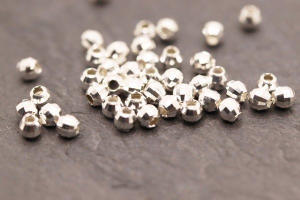 Silberperlen mit kleinen Facetten 925 Silber