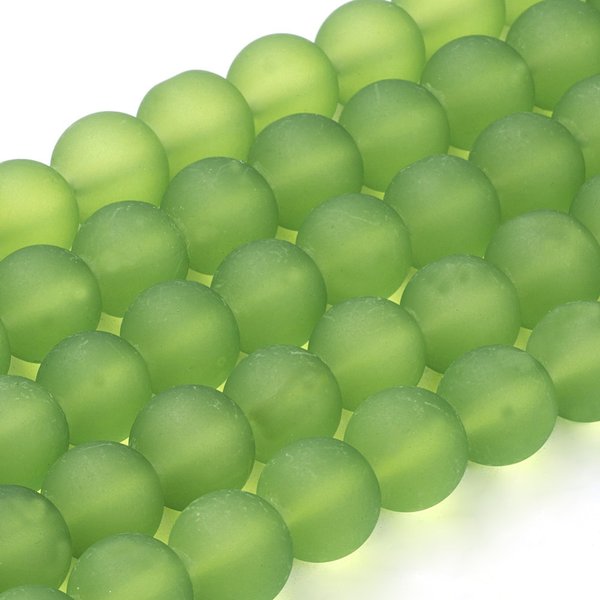 Strang Glasperlen frosted matt 4mm grün
