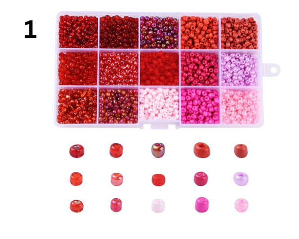 Perlen zum Auffädeln Perlen-Set 1 Rocailles PINK rosa-rot